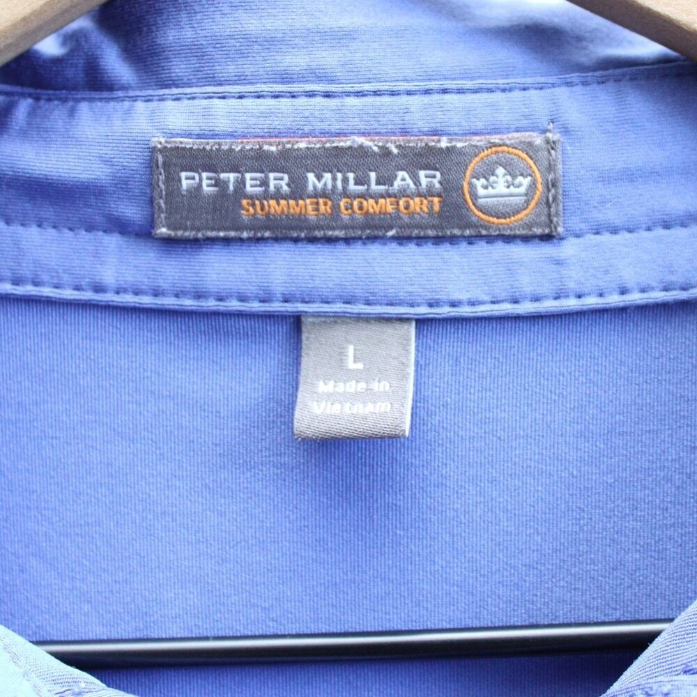 Peter Millar Men's Blue Summer Comfort Logo Embroidered Polo Shirt Size Large - Picture 2 of 4